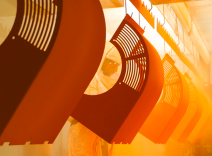 Automated powder finishing heater
